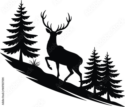 Majestic stag among pine trees deer antlers