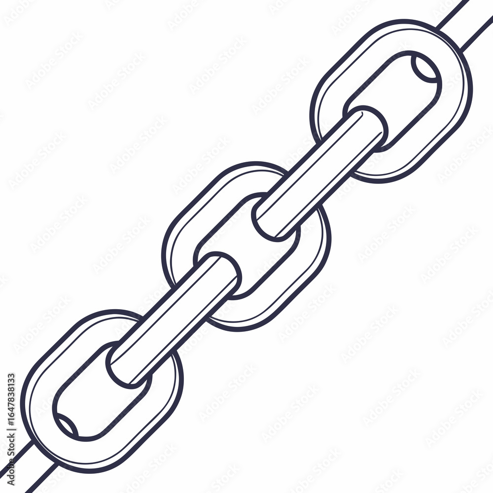Chain Links on White, Symbolizing Connection, Security Chain Links on White, Symbolizing Connection, Security