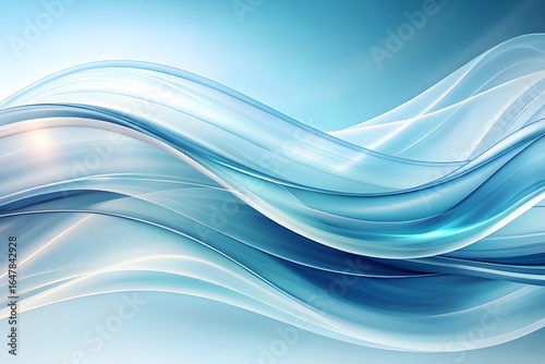 Wallpaper Mural Abstract blue wave pattern with flowing lines and light effects, representing water or energy in a smooth, modern design Torontodigital.ca