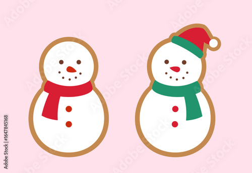 Set of Christmas Gingerbread Snowman Cookie Flat Stock Vector Illustration.
Cute snowman cookie.
Good for greeting card, poster, banner, leaflet.