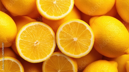 Wallpaper Mural Fresh Lemons in Halves and Whole Fruits Overlapping on a Bright Surface Torontodigital.ca