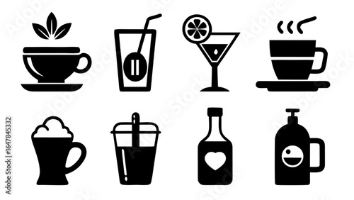 drinks silhouette vector set,drinks icon set