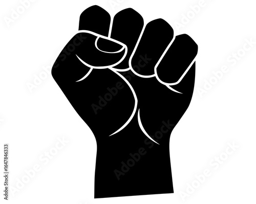 Fist silhouette vector, sign of power, strength icon