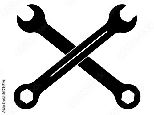 two crossed wrench silhouette vector,wrench icon,wrench  icon