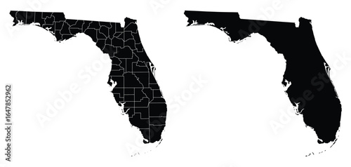 Stroke with Fill USA Florida Map Vector, Illustration