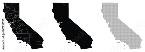 Vector fill, stroke with fill and dotted USA California map
