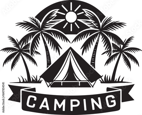 Travel adventure camping t-shirt and logo vector design