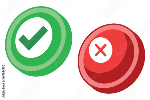 Free Download Green Checkmark and Red Crossmark Buttons for Success and Failure Representation Website Interface and Mobile App Design - GFXLoad