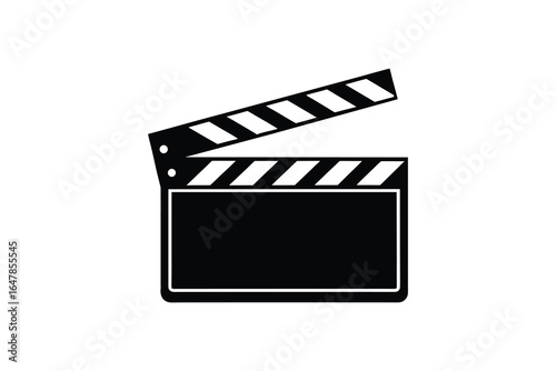 Film clapper board icon for movie production and filmmaking industry silhouette