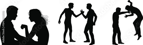 PrintCouple arguing, angry people, emotional conflict, silhouette dispute, domestic issues, physical fight, relationship problem, aggressive behavior, stress, tension