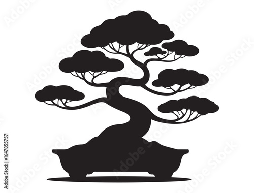 bonsai vector illustration design colors. Vector black silhouette. with white background