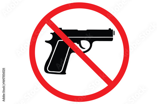 No Guns Allowed Icon Warning Sign for Gun Control and Safety Initiatives Prohibiting Firearms in Designated Areas for Public Safety