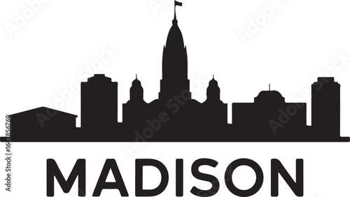 Madison Skyline Silhouette Vector on White Background