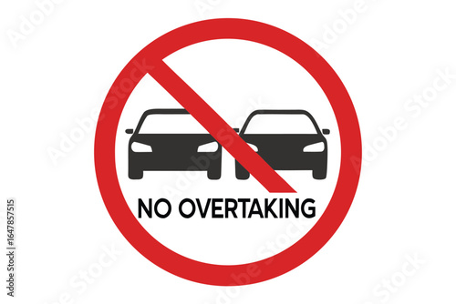 Road Safety Sign Depicting No Overtaking for Vehicles Promoting Responsible Driving and Traffic Regulations Awareness