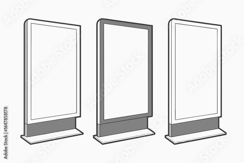Three Blank Advertising Light Boxes for Mockup Realistic Signboard Display with Room for Your Message Design Template