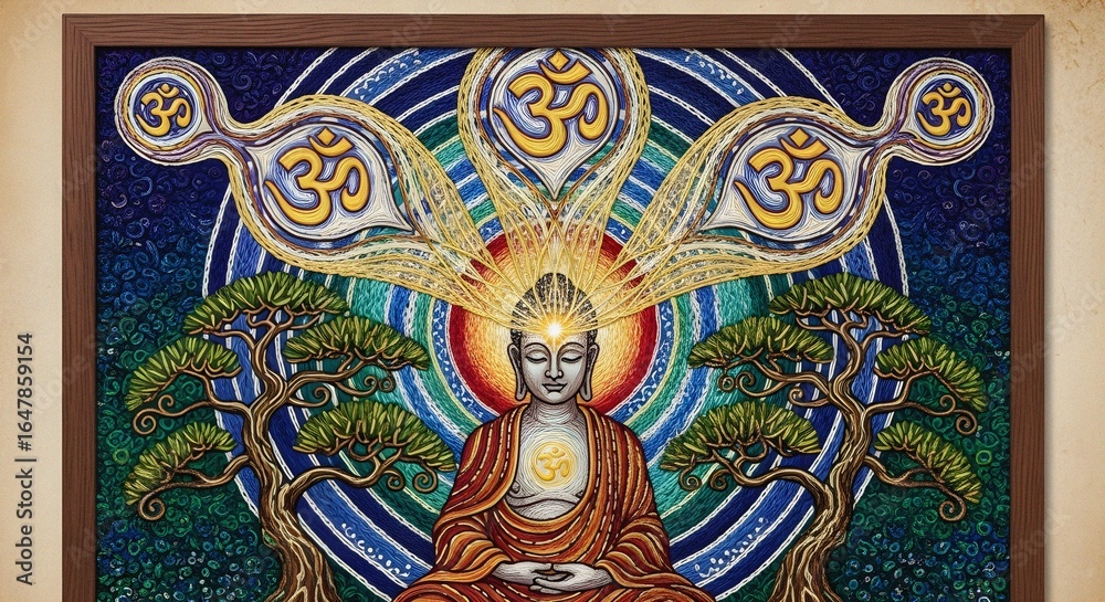 Fototapeta premium Serene Buddha Meditation with Om Symbol