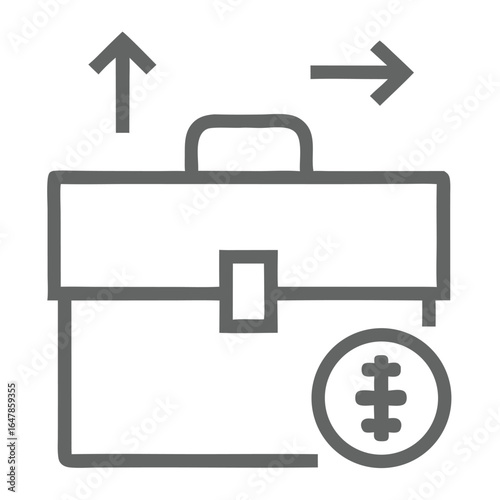 Financial Investment Portfolio Growth and Development Outline Icon Illustrating Monetary Gains With an Upward Trajectory and Positive Direction