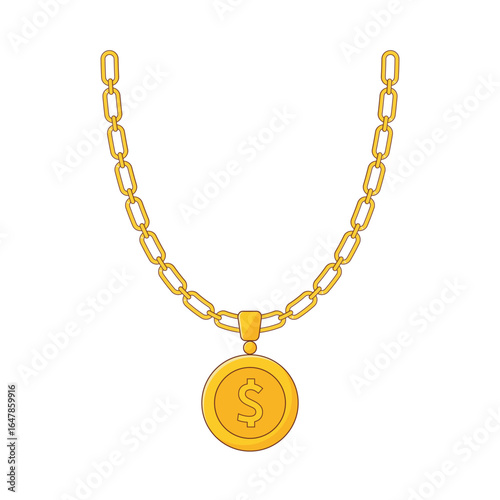 Gold Dollar Sign Pendant Necklace