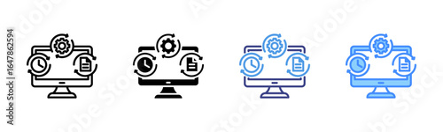 Automation icon set multiple style collection