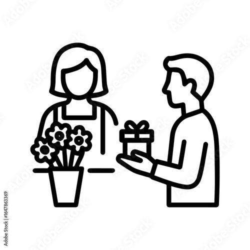 Line icon buying flowers vector on white background
Vector line icon on white background