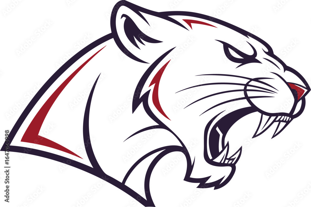 Obraz premium Aggressive panther head logo with red and blue accents