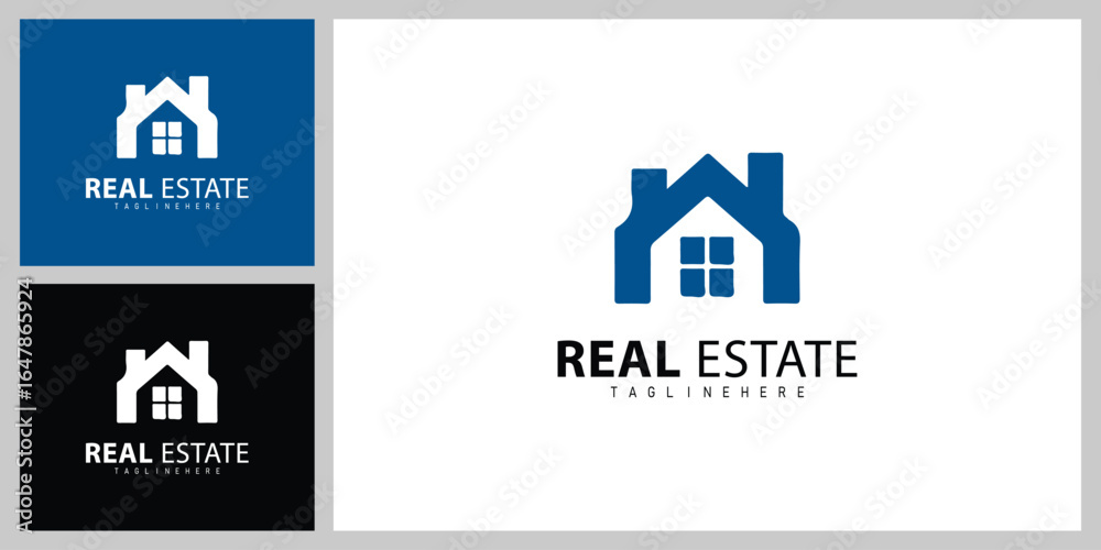 Fototapeta premium Minimalist Building Icon Logo – Real Estate Business Branding Template