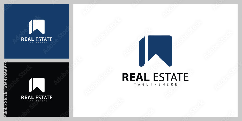 Fototapeta premium Minimalist Building Icon Logo – Real Estate Business Branding Template