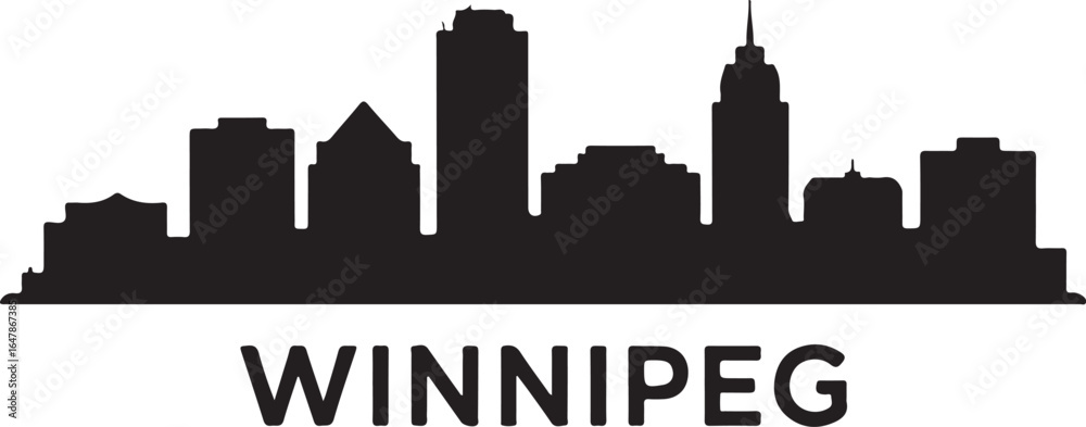 Fototapeta premium Winnipeg Skyline Silhouette Vector on White Background