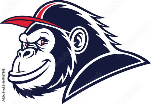 Stylized gorilla mascot wearing a baseball cap