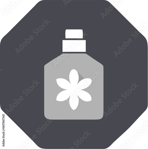 Minimalist flat design icon of a white perfume bottle