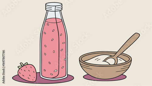 Close up of a tall glass bottle filled with liquid