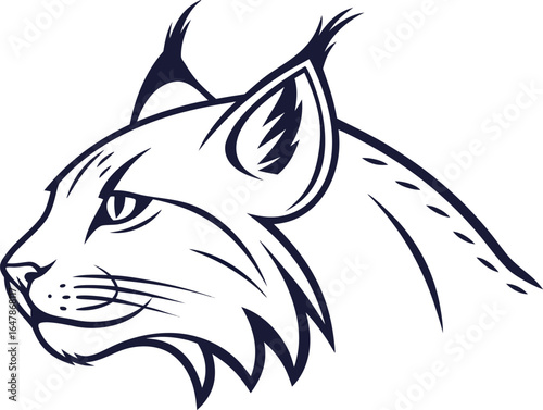 Stylized lynx head profile in dark blue outline