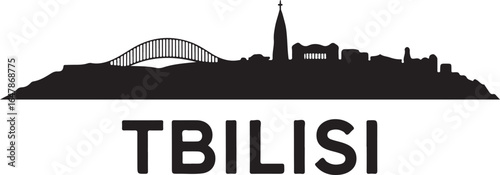Tbilisi Skyline Silhouette Vector on White Background