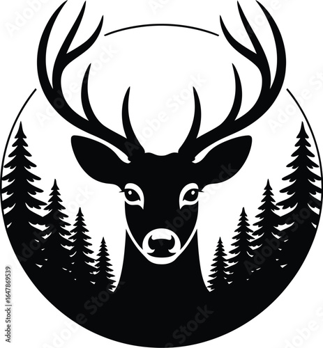 Majestic stag with forest backdrop deer antlers