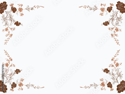 Elegant side borders with Javanese floral motifs for a vertical invitation or menu design

