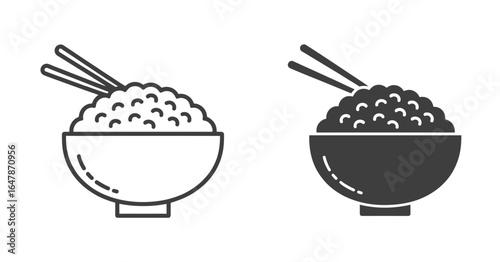 UntitledVector art of rice bowl with chopsticks isolated on white background, a staple food in many asian countries, representing culture, cuisine, and tradition, often served as a main course or side
