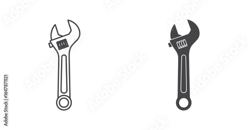 UntitledIllustration of an adjustable wrench, a versatile hand tool used for gripping and turning nuts and bolts of various sizes, isolated on white background it is commonly used in plumbing and mech