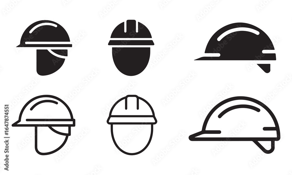 Fototapeta premium Safety Helmet Icon Set on White Background