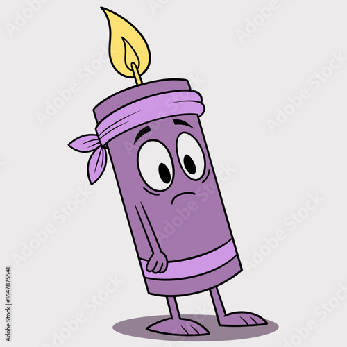 a purple candle character 