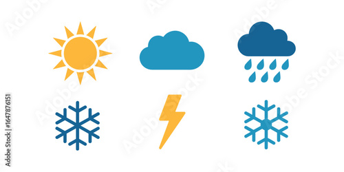 Weather icons sun cloud rain snowflake lightning vector
