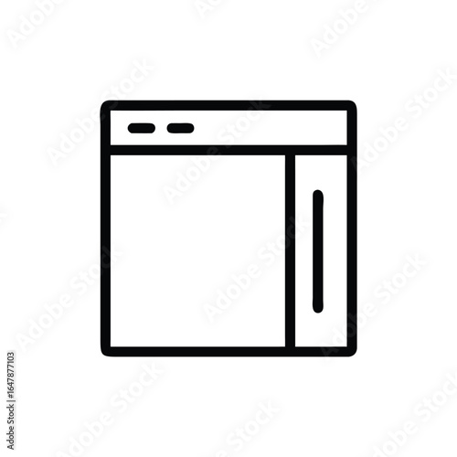 Minimalist Browser Window Outline with Scrollbar on Transparent Background