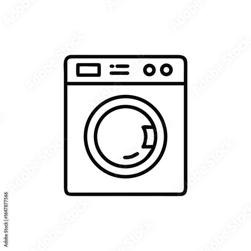 Minimalist Washing Machine Line Art on Transparent Backdrop Laundry Appliance Icon