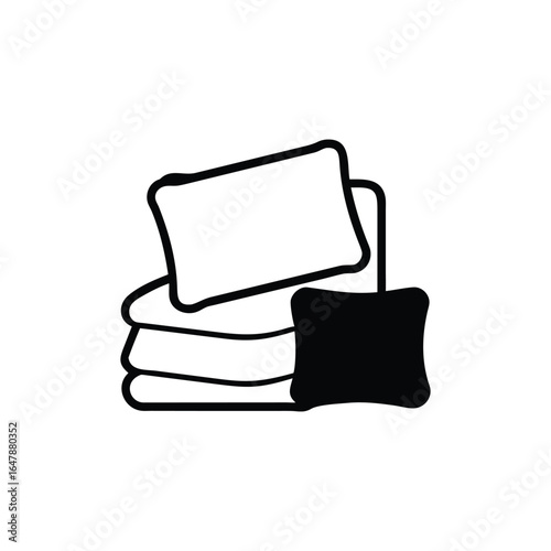 Stacked Towels Icon with a Black Washcloth with Transparent Background