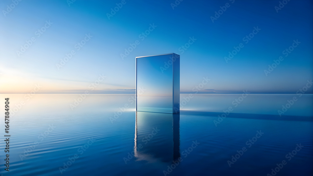 custom made wallpaper toronto digitalRectangular mirror reflecting blue sky on calm water reflection