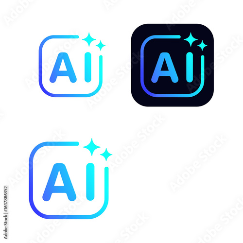 Modern AI Logo Icon with Sparkles Transparent