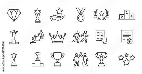 Diamond Icon Vector Illustration Representing Luxury, Wealth, and High Value in a Simple Outline Style