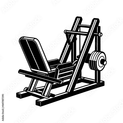 Leg Press Machine Vector, Gym Workout Leg Press Vector 