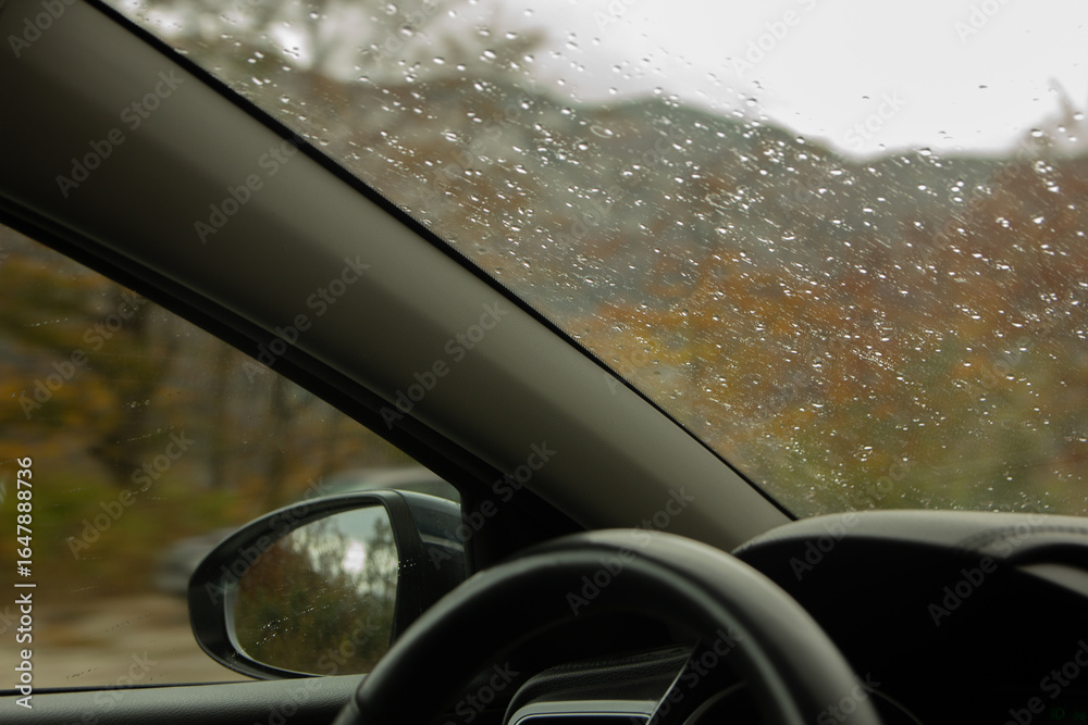 Naklejka premium Raindrops on car window (horizontal)
