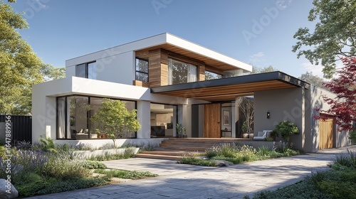 Modern house blending seamlessly into nature epitomizing architectural on transparent background