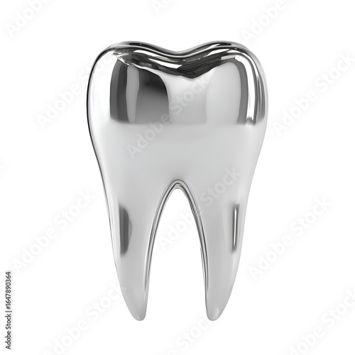 Shiny metallic tooth graphic design dental care illustration